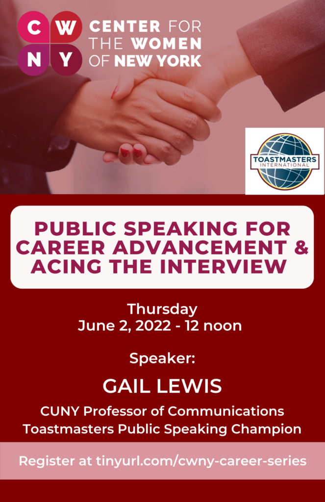 Career Workshop Series: "Public Speaking for Career Advancement and Acing the Interview" @ Zoom